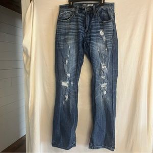 Buckle BKE Jeans Mens 30R Blue Jake Distressed Bootcut Medium Wash Bootleg